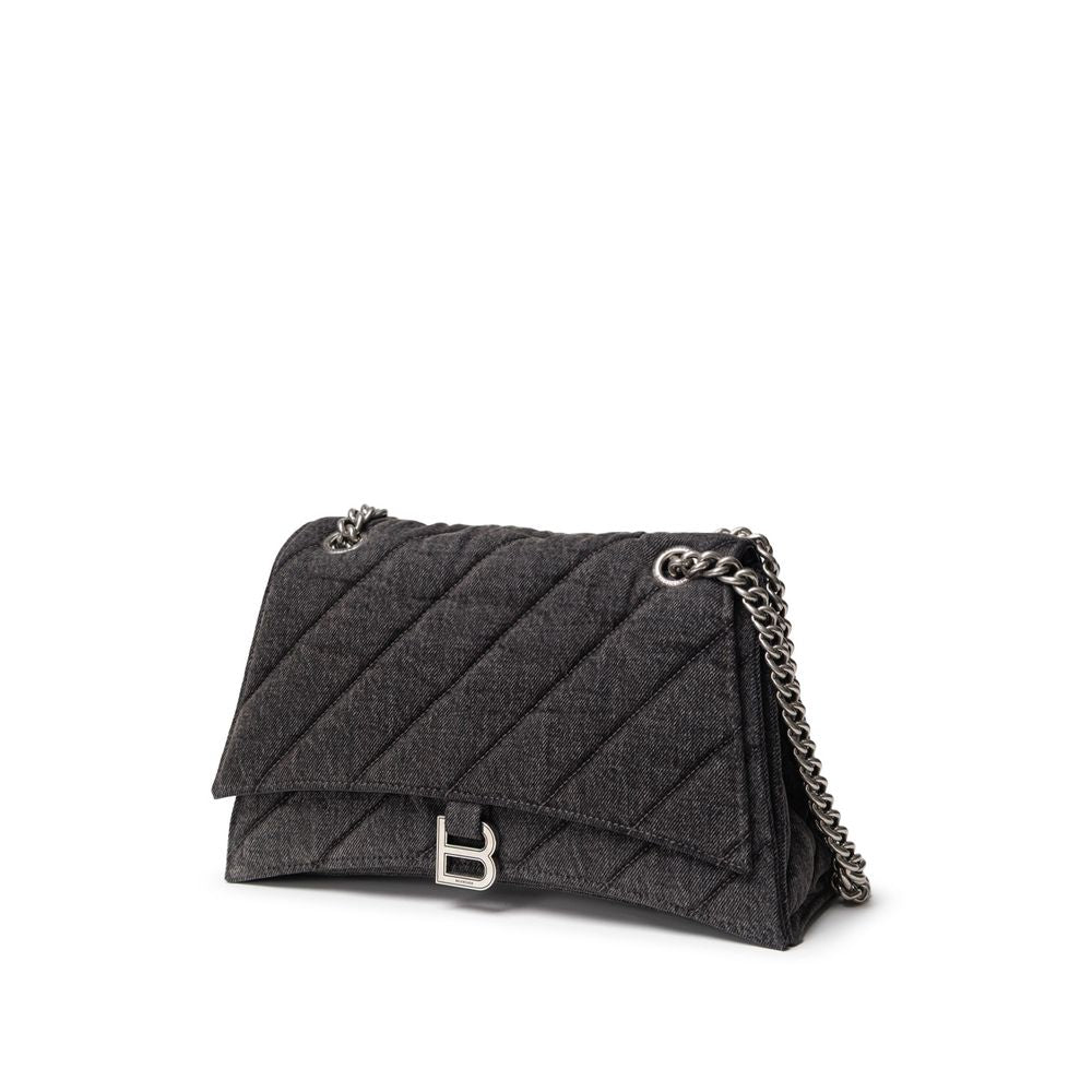 Balenciaga Siyah kumaş ve deri omuz çantası